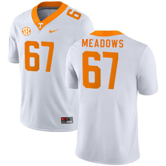 Men #67 Connor Meadows Tennessee Volunteers College Football Jerseys Stitched Sale-White - Click Image to Close